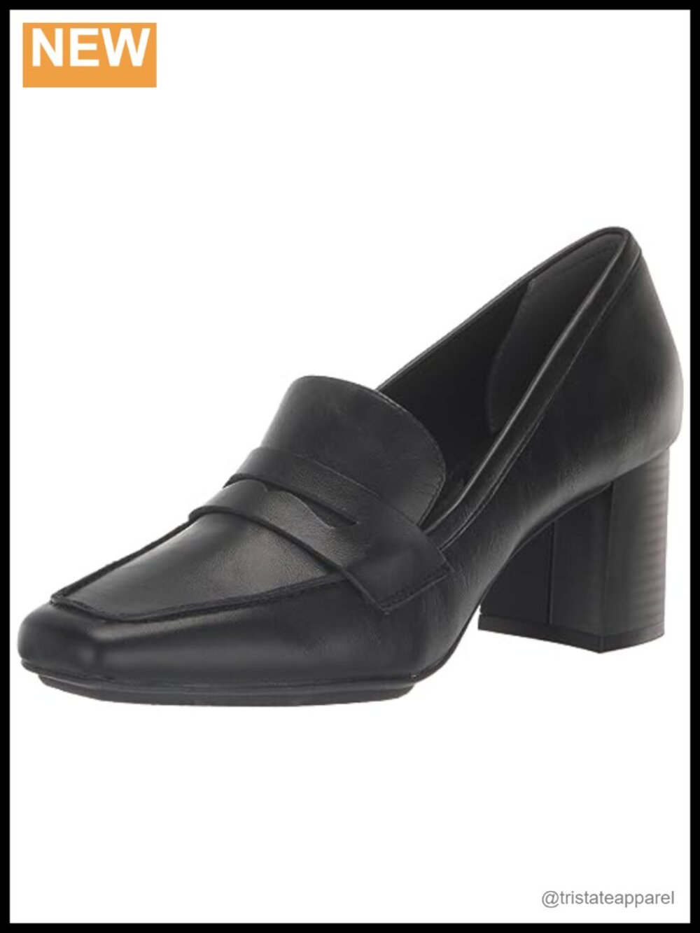 Anne Klein Liliana Leather Block Heel Pointed Toe Pump
